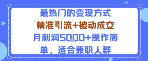 小众赛道玩法：当下最热门的变现方式，精准引流+被动成交月利润5k+操作简单，适合兼职人群-资源整合网