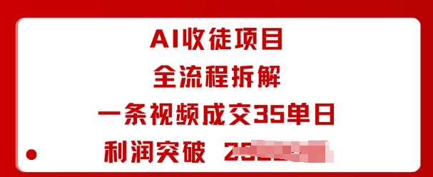 AI收徒项目全流程拆解一条视频成交35单日利润突破1k+-资源整合网