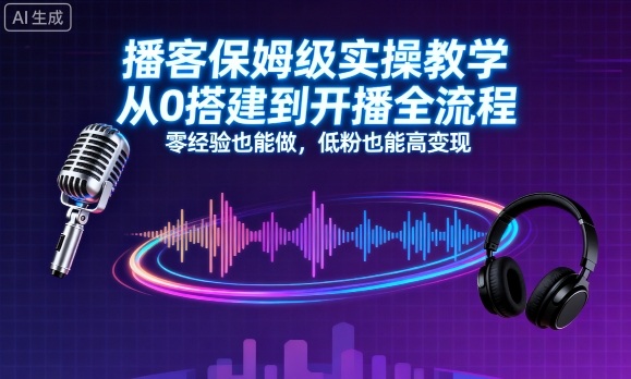 播客保姆级实操教学，从0搭建到开播全流程，零经验也能做，低粉也能高变现-资源整合网