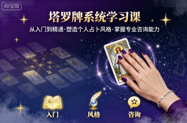 塔罗牌系统学习课，助你从入门到精通，塑造个人占卜风格，掌握专业咨询能力-资源整合网