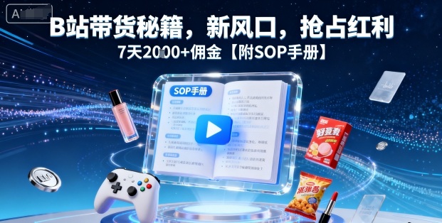 B站带货秘籍，新风口，抢占红利，7天2k+佣金【附SOP手册】-资源整合网