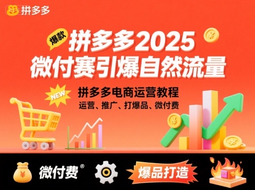 拼多多2025微付赛引爆自然流量，拼多多电商运营教程，运营、推广、打爆品、微付费-资源整合网