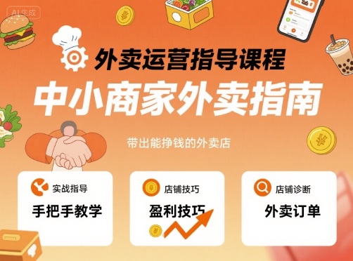 外卖运营指导课程，中小商家外卖指南，手把手带出能挣钱的外卖店-资源整合网