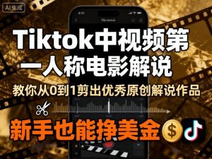 Tiktok中视频第一人称电影解说，教你从0到1剪出一个优秀的原创解说作品，新手也能挣美金-资源整合网