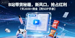 B站带货秘籍，新风口，抢占红利，7天2k+佣金【附SOP手册】-资源整合网