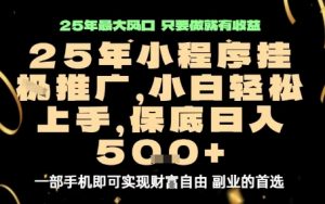 微信小程序挂G推广，解放双手，保底日入5张【揭秘】-资源整合网
